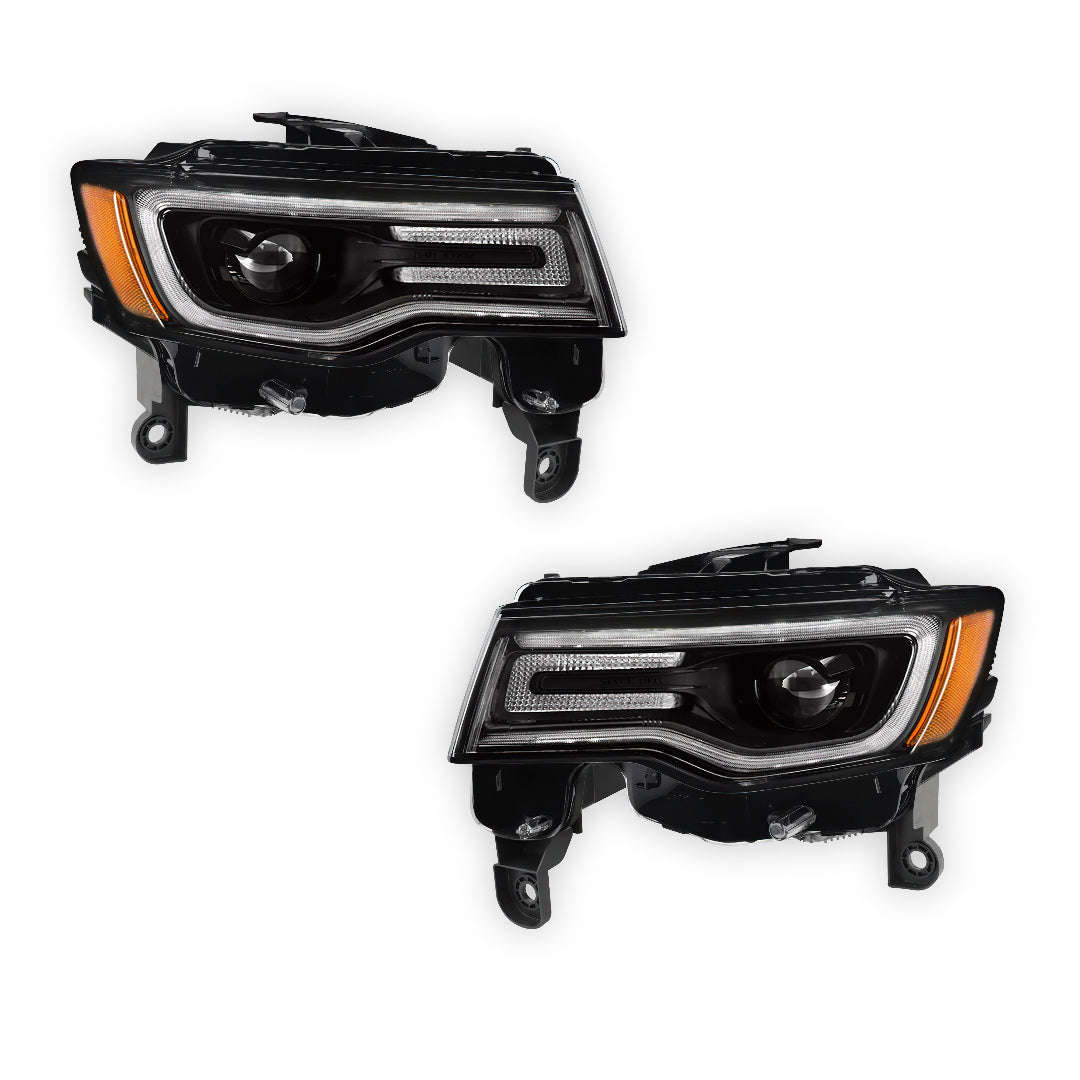 Jeep Grand Cherokee (2017 - 2021) Halogen LED Tube Projector Headlights LH + RH