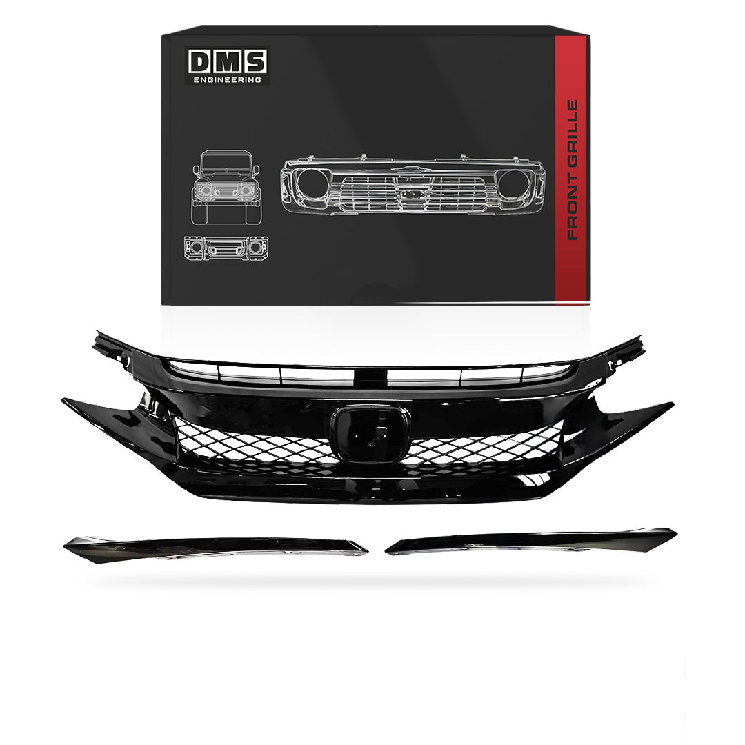Honda Civic (2019 - 2021) Gloss Black Full Bumper Mesh Grille