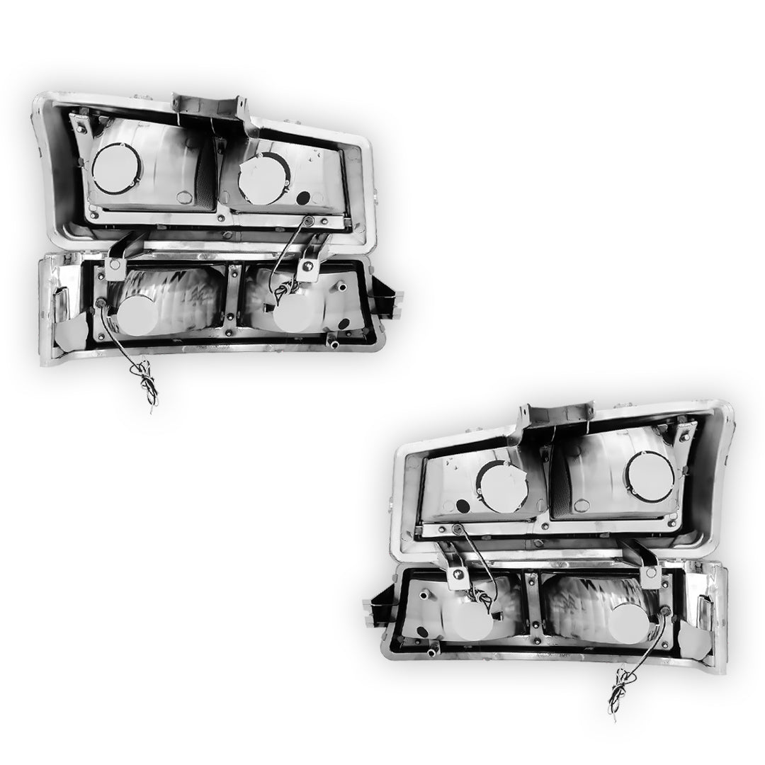 Chevrolet Silverado 1500 Classic LS / LT / WT (2007) F-Pattern LED DRL Replacement Headlights LH + RH