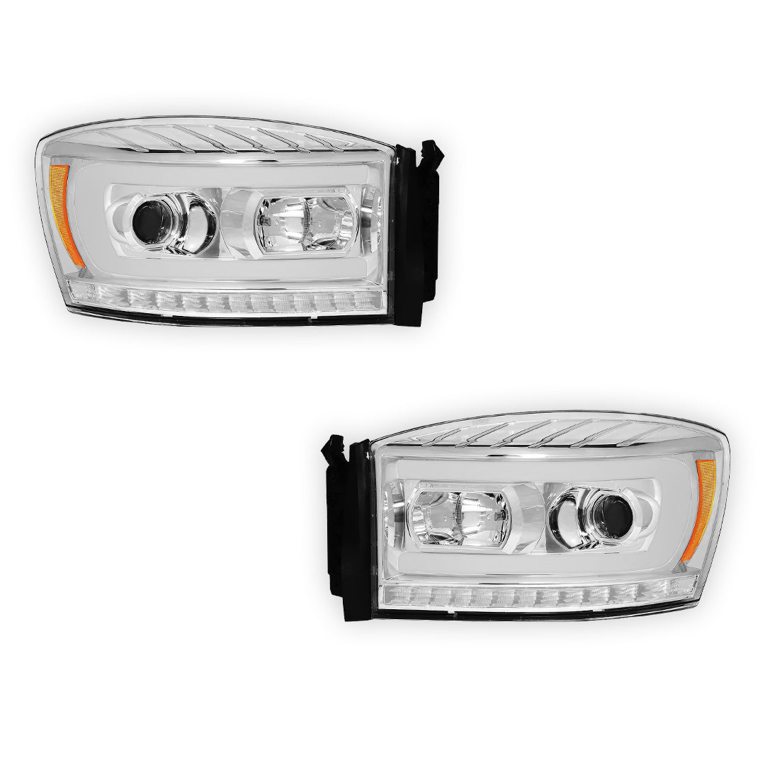 Dodge RAM 1500 (2006 - 2008) LED DRL Sequential Signal Projector Headlights LH + RH