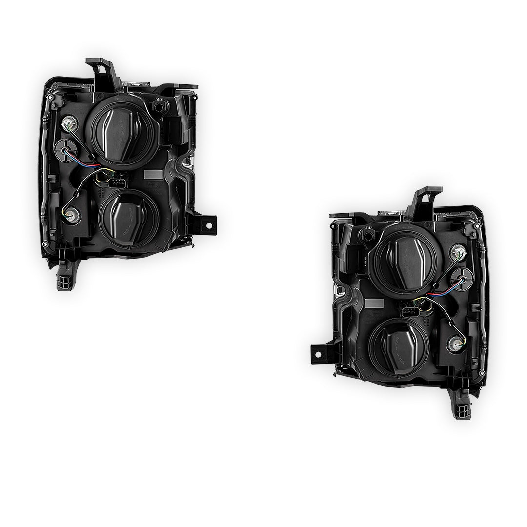 Chevrolet Silverado 3500 HD High Country / LT / LTZ / WT (2015 - 2019) Chrome Projector Replacement Headlights LH + RH
