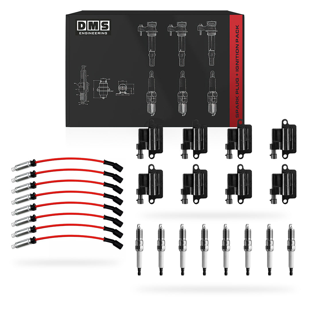 GMC Sierra 3500 SL / SLE / SLT / WT (2001 - 2006) 6.0L / 8.1L Ignition Coils and Spark Plugs + Wires Complete Set
