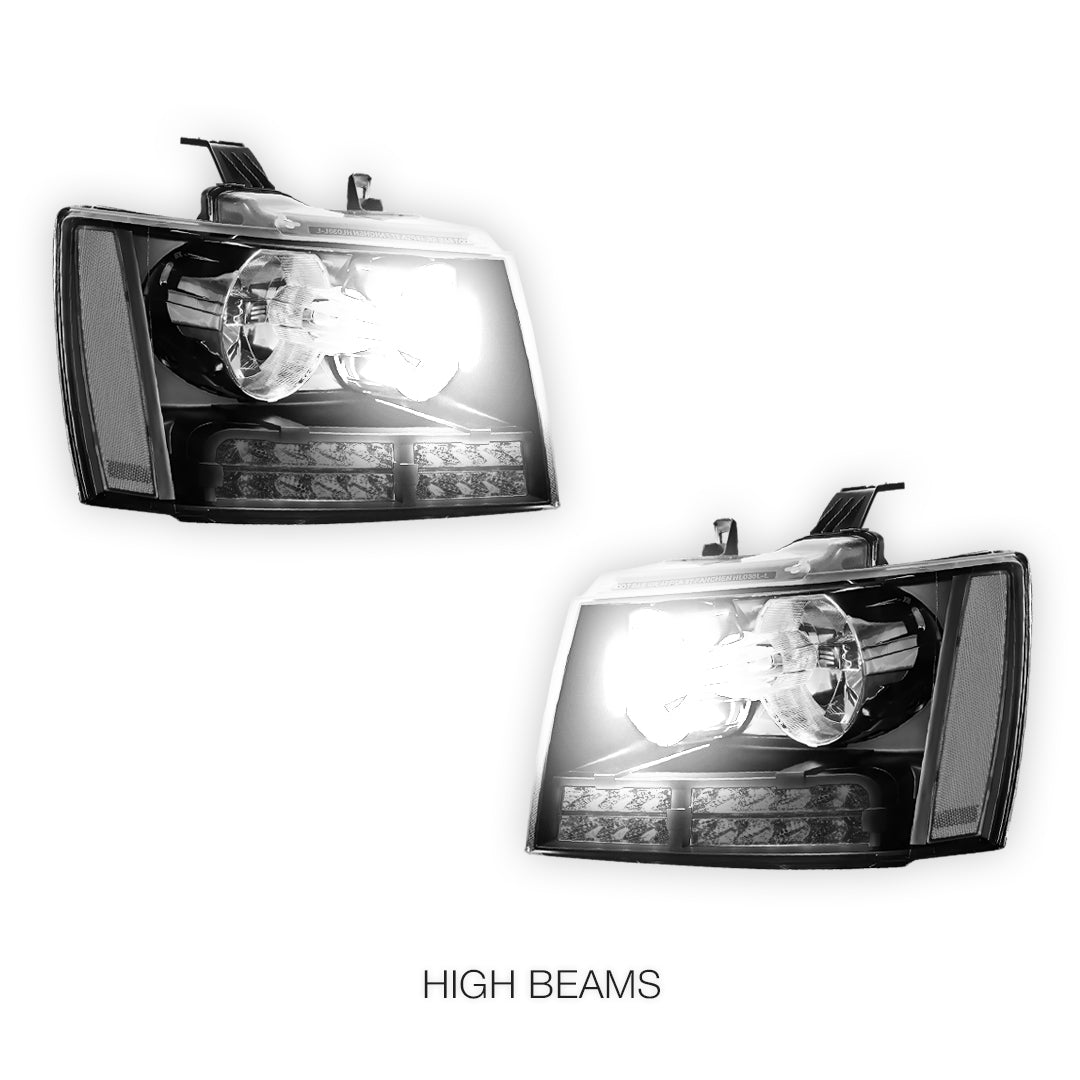 Chevrolet Suburban 1500 LS / LT / LTZ (2007 - 2014) LED DRL Turn Signal Headlights LH + RH