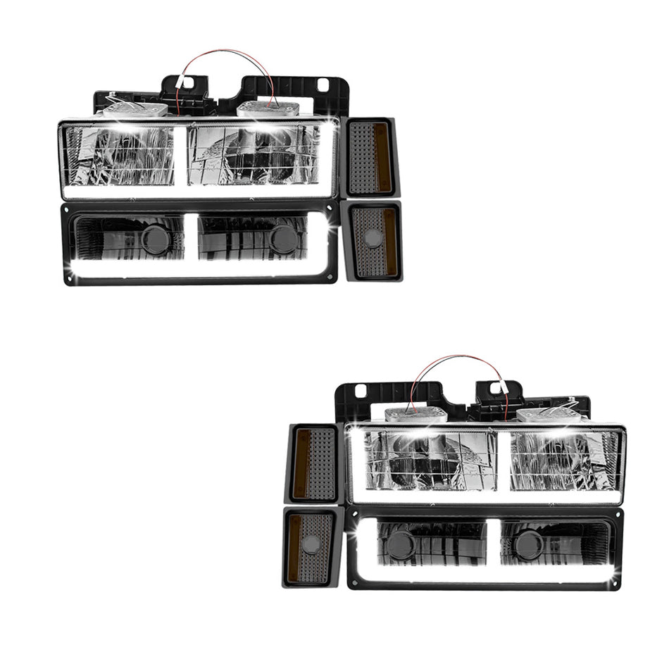 Chevrolet C1500 Cheyenne / Scottsdale / Silverado (1988 - 1993) F-LED DRL Replacement Headlights LH + RH