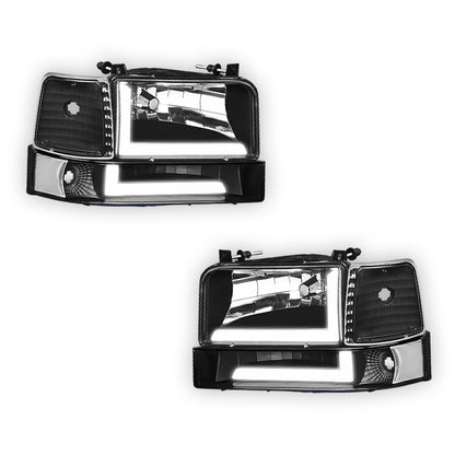 Ford F-250 (1992 - 1996) LED DRL Replacement Headlights and Bumper Lights LH + RH