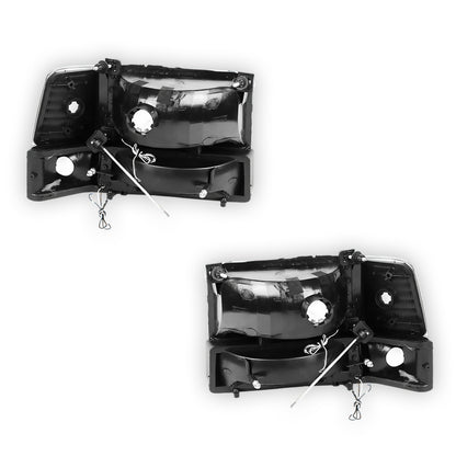 Ford F-250 (1992 - 1996) LED DRL Replacement Headlights and Bumper Lights LH + RH