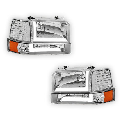 Ford F-250 (1992 - 1996) LED DRL Replacement Headlights and Bumper Lights LH + RH