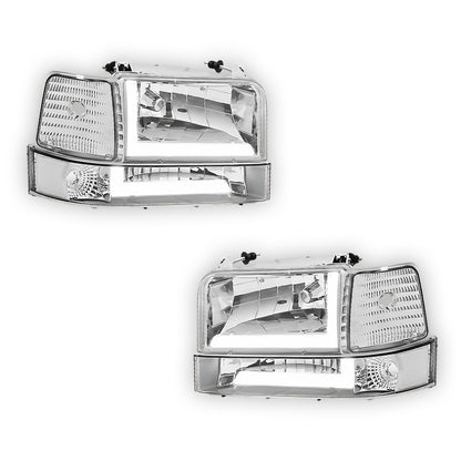 Ford F-250 (1992 - 1996) LED DRL Replacement Headlights and Bumper Lights LH + RH