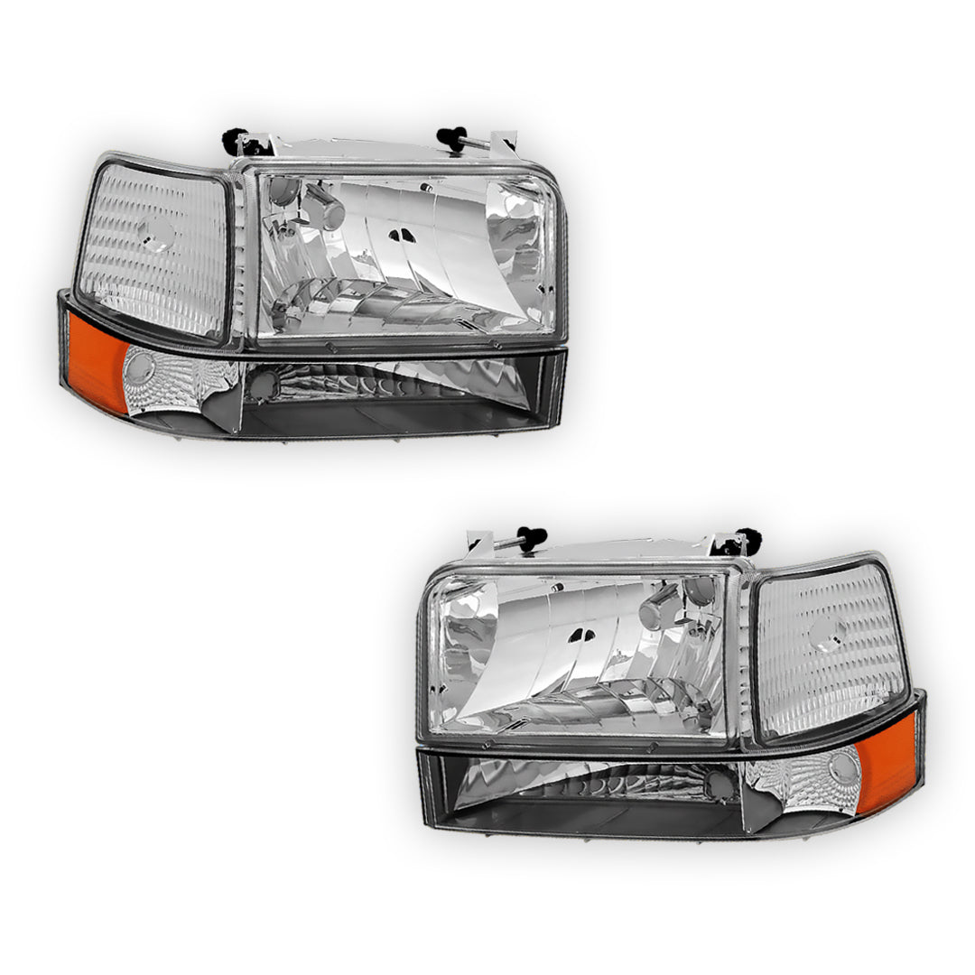 Ford F-250 (1992 - 1996) Replacement Headlights and Bumper Lights LH + RH