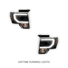 Ford F-150 (2013 - 2014) LED Tube DRL HID/Xenon Black Projector Headlights LH + RH