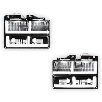 GMC C1500 Suburban SLE / SLT (1992 - 1993) F-LED DRL Replacement Headlights LH + RH