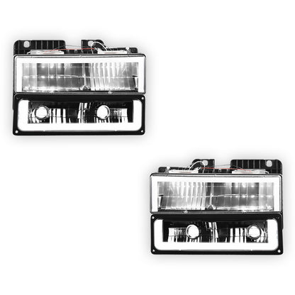 GMC C1500 Suburban SLE / SLT (1992 - 1993) Square-LED DRL Replacement Headlights LH + RH