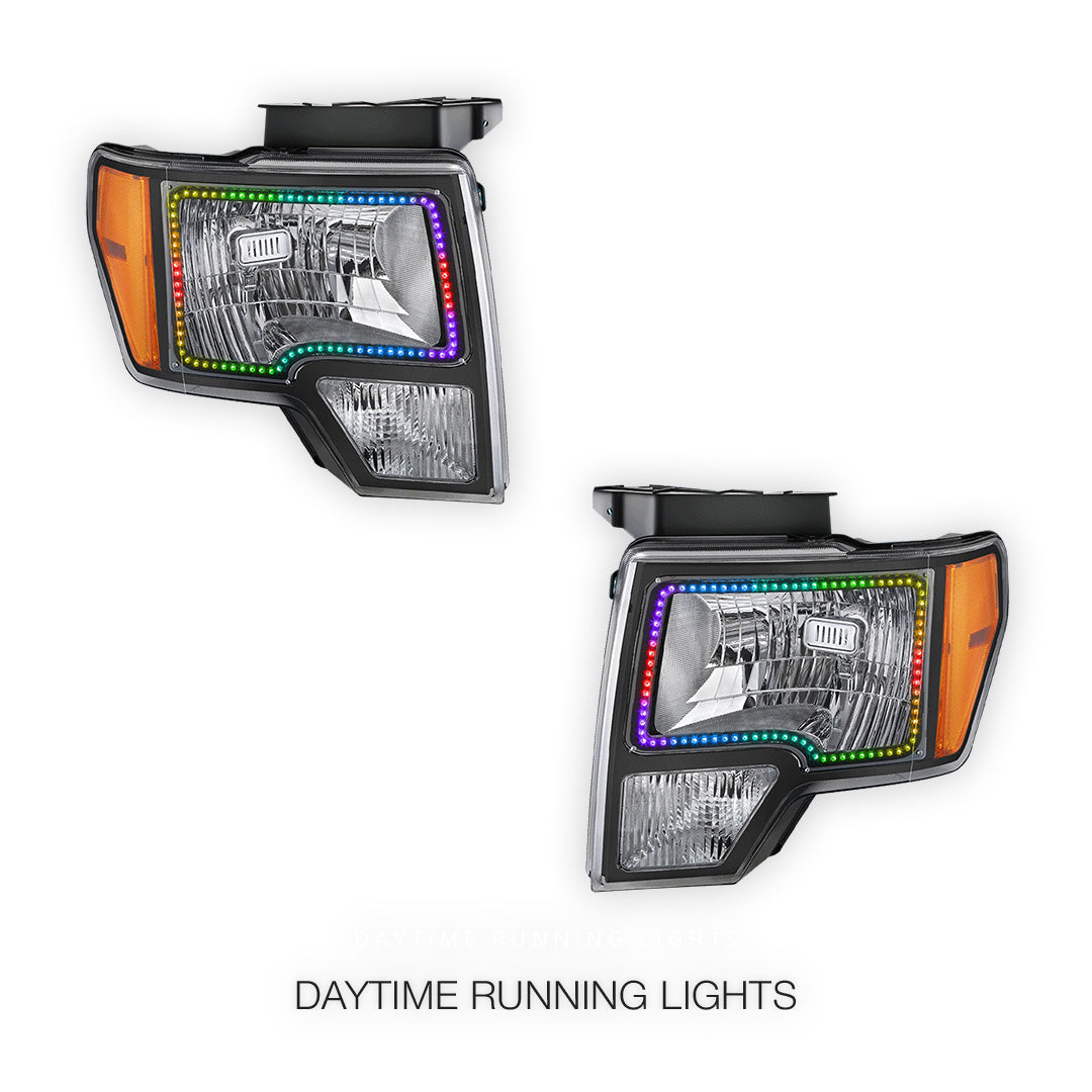 Ford F-150 (2009 - 2014) RGB LED Halo Ring DRL Headlights LH + RH
