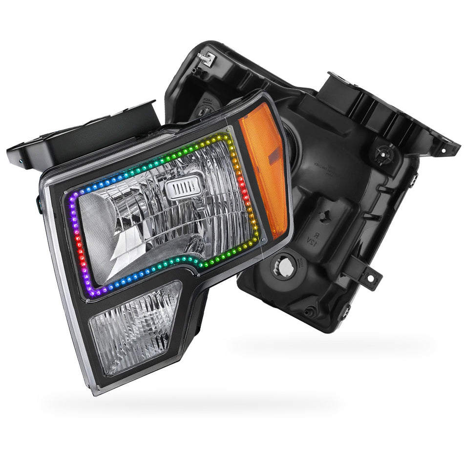 Ford F-150 (2009 - 2014) RGB LED Halo Ring DRL Headlights LH + RH