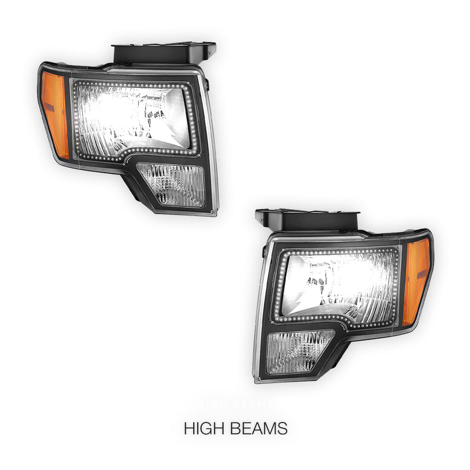 Ford F-150 (2009 - 2014) RGB LED Halo Ring DRL Headlights LH + RH
