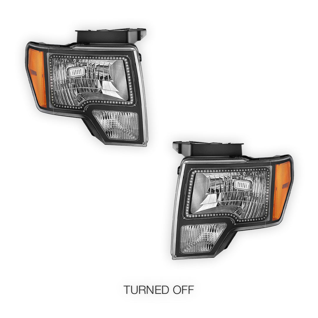 Ford F-150 (2009 - 2014) RGB LED Halo Ring DRL Headlights LH + RH