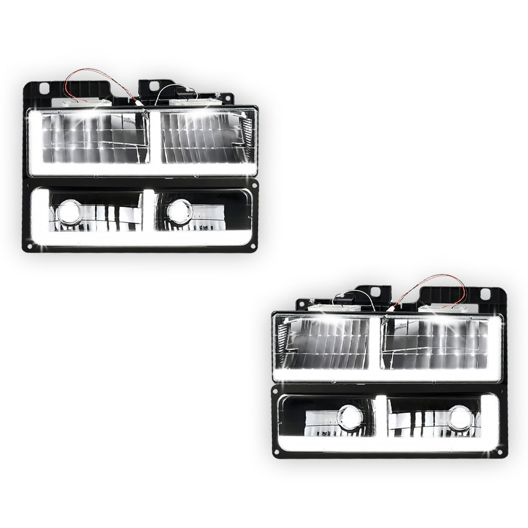 GMC C2500 SLE / SLT (1988 - 1993) F-LED DRL Replacement Headlights LH + RH