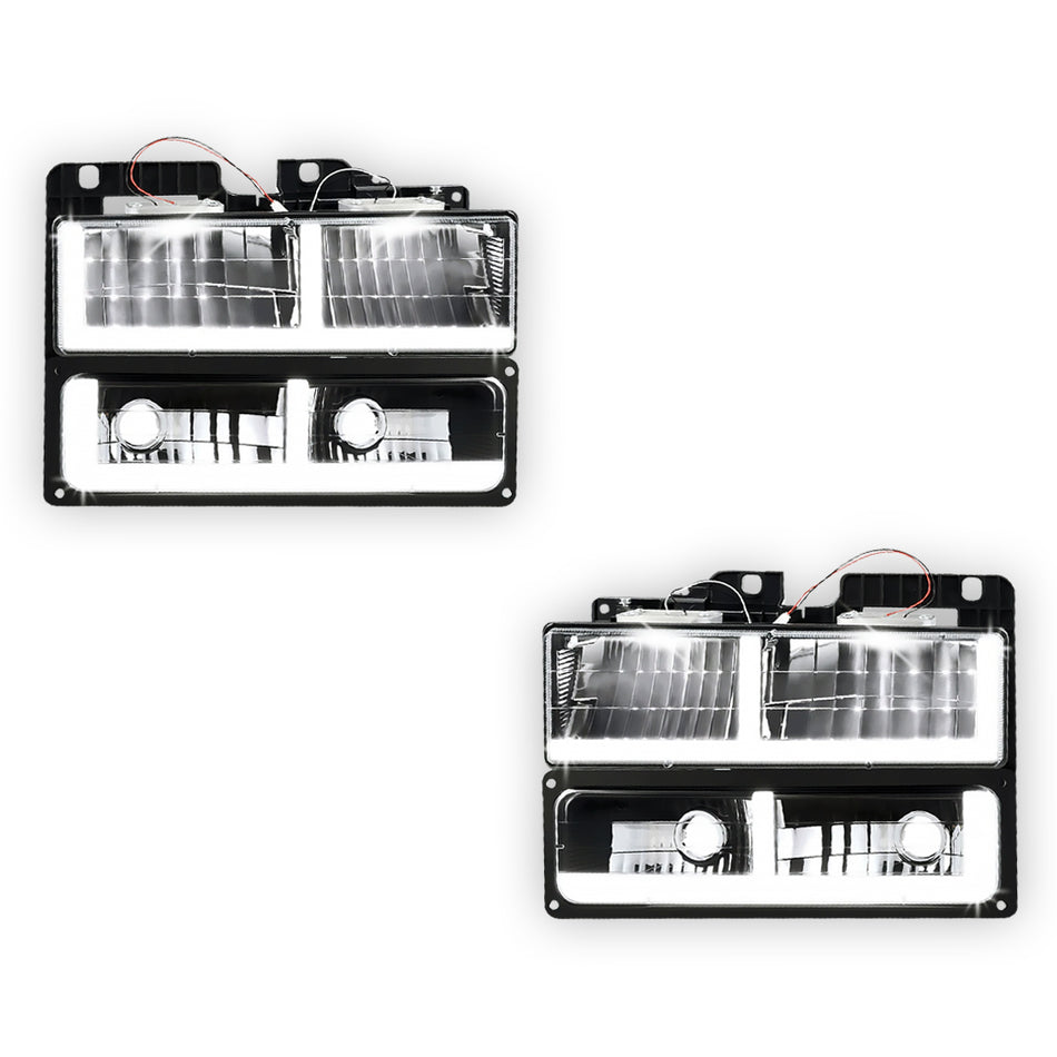 GMC C2500 SLE / SLT (1988 - 1993) F-LED DRL Replacement Headlights LH + RH
