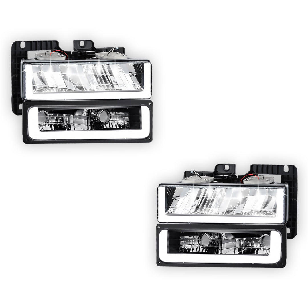 GMC C2500 SLE / SLT (1988 - 1993) U-LED DRL Replacement Headlights LH + RH