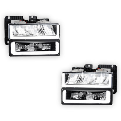 GMC C2500 SLE / SLT (1988 - 1993) U-LED DRL Replacement Headlights LH + RH