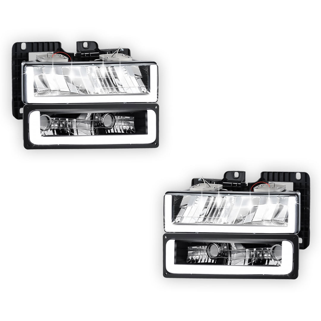 GMC C2500 Suburban SLE / SLT (1992 - 1999) U-LED DRL Replacement Headlights LH + RH