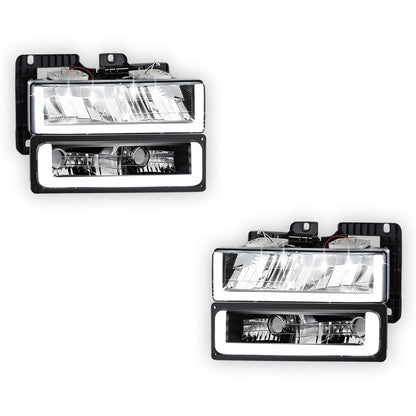 GMC C2500 Suburban SLE / SLT (1992 - 1999) U-LED DRL Replacement Headlights LH + RH