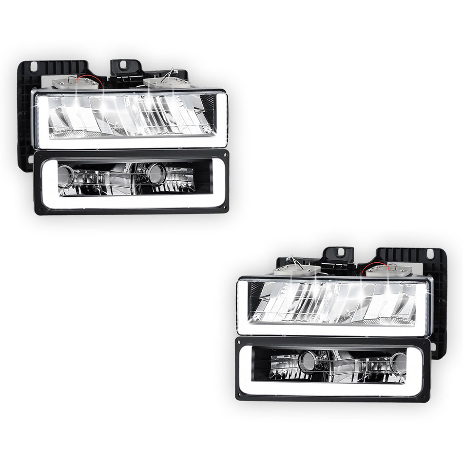 GMC C2500 Suburban SLE / SLT (1992 - 1999) U-LED DRL Replacement Headlights LH + RH