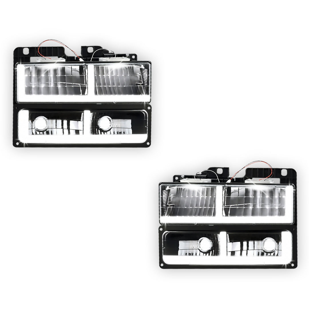 GMC C3500 SLE / SLT (1988 - 2000) F-LED DRL Replacement Headlights LH + RH