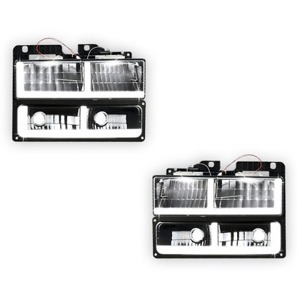 GMC C3500 SLE / SLT (1988 - 2000) F-LED DRL Replacement Headlights LH + RH