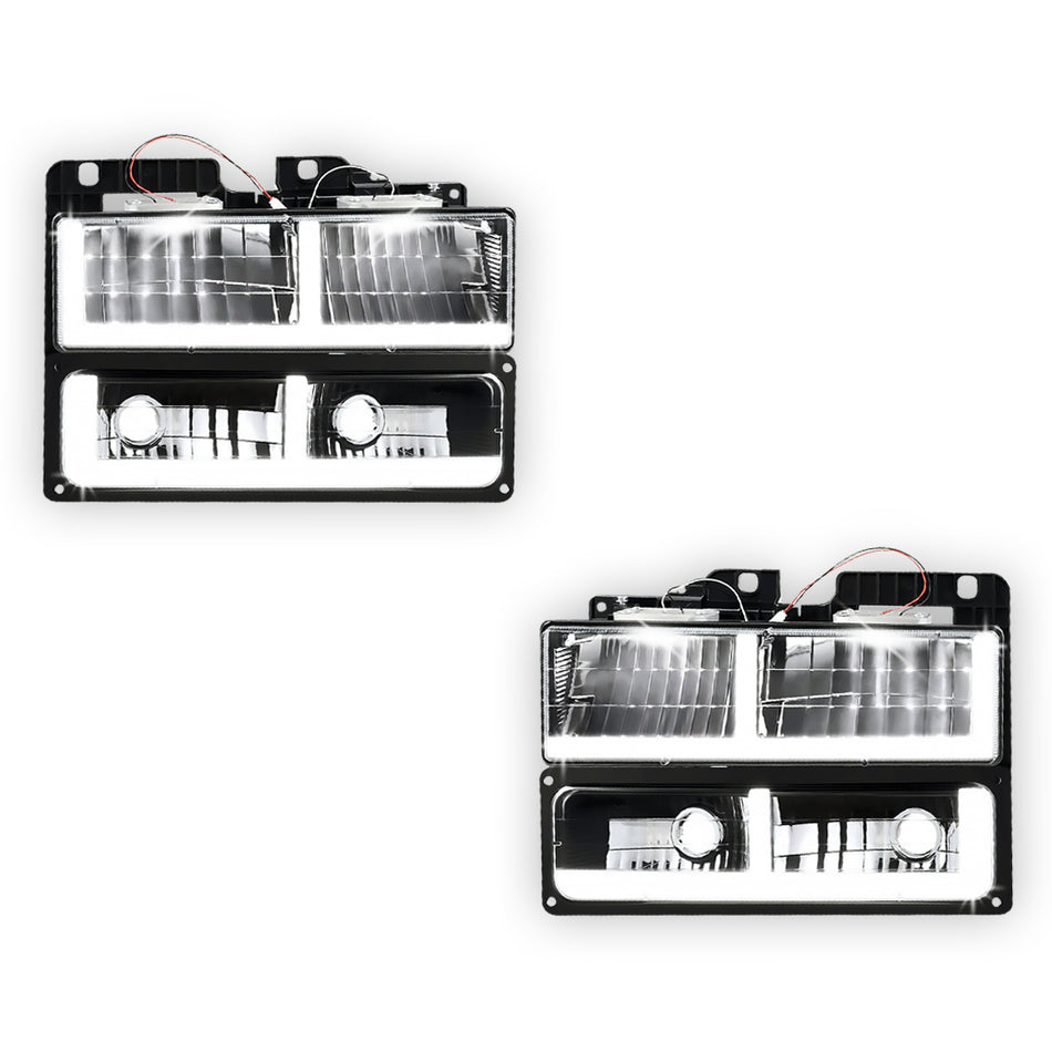 GMC C3500 SLE / SLT (1988 - 2000) F-LED DRL Replacement Headlights LH + RH