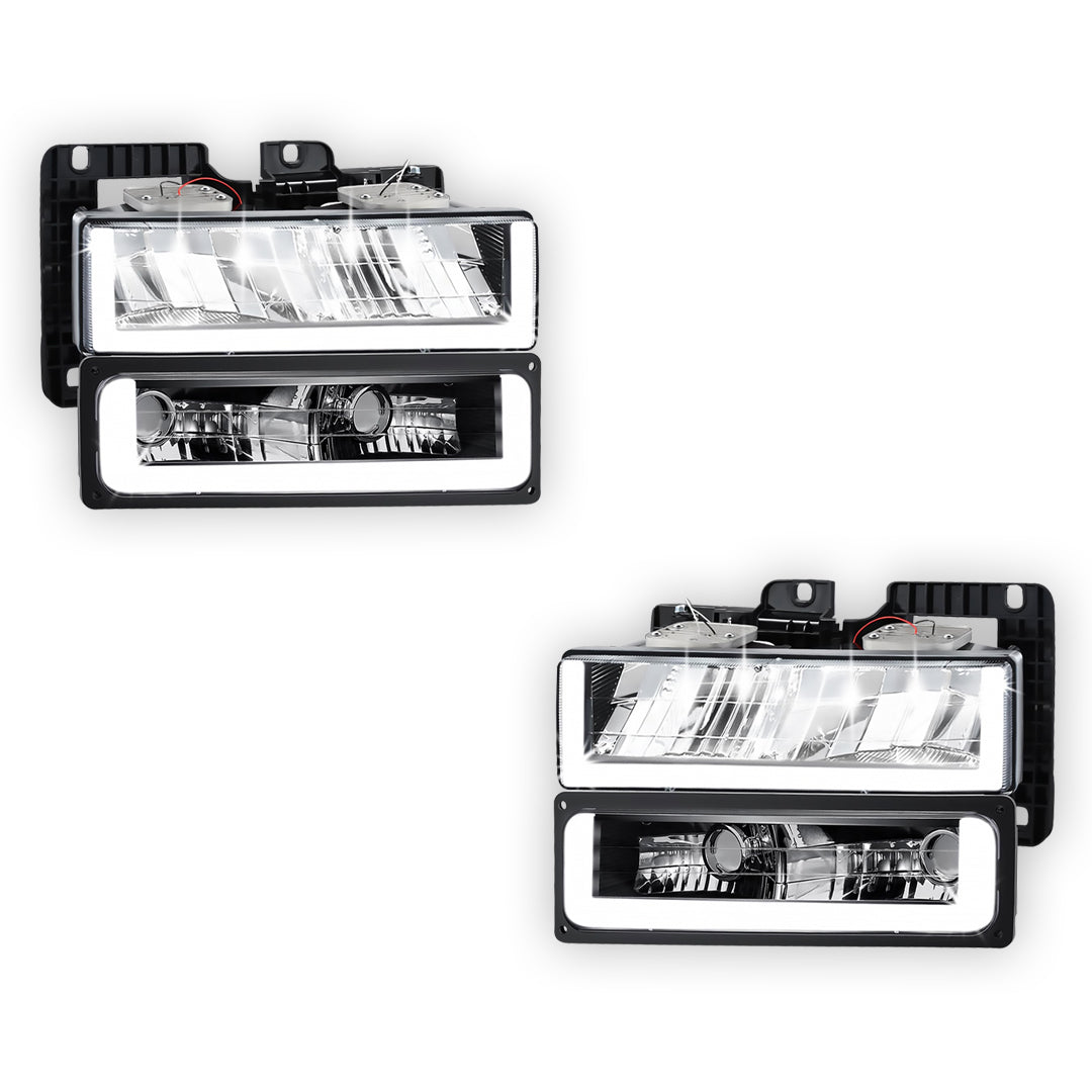 GMC C3500 SLE / SLT (1988 - 2000) U-LED DRL Replacement Headlights LH + RH