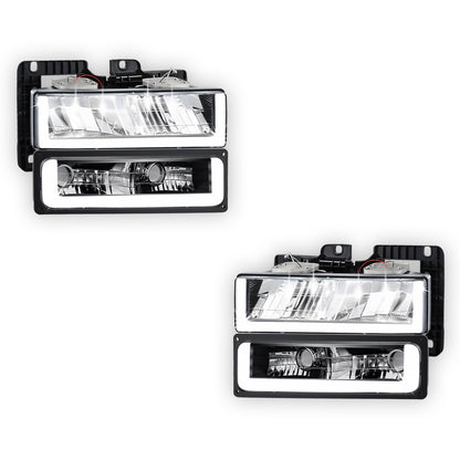 GMC C3500 SLE / SLT (1988 - 2000) U-LED DRL Replacement Headlights LH + RH