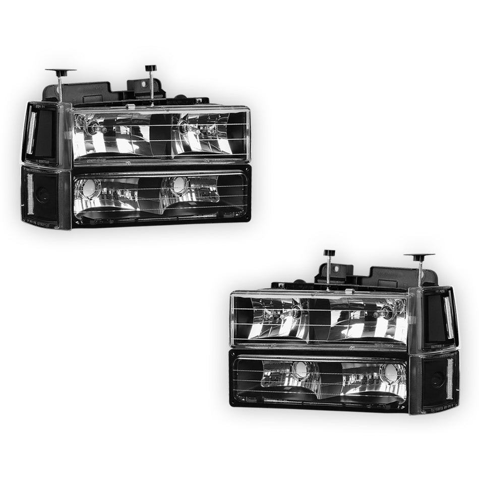 GMC C3500 SLE / SLT (1994 - 2000) Replacement Headlights and Bumper Lights LH + RH