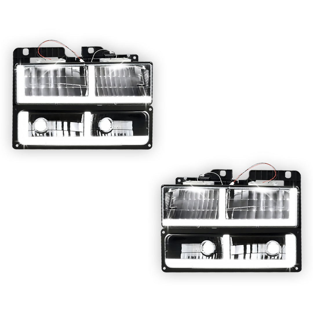 GMC K1500 SLE / SLT (1988 - 1999) F-LED DRL Replacement Headlights LH + RH