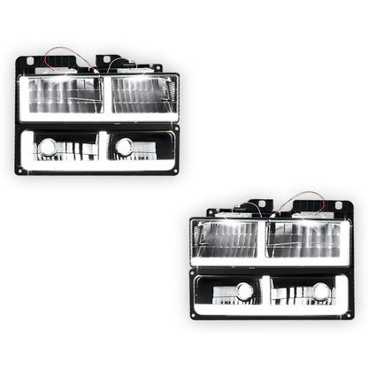 GMC K1500 SLE / SLT (1988 - 1999) F-LED DRL Replacement Headlights LH + RH