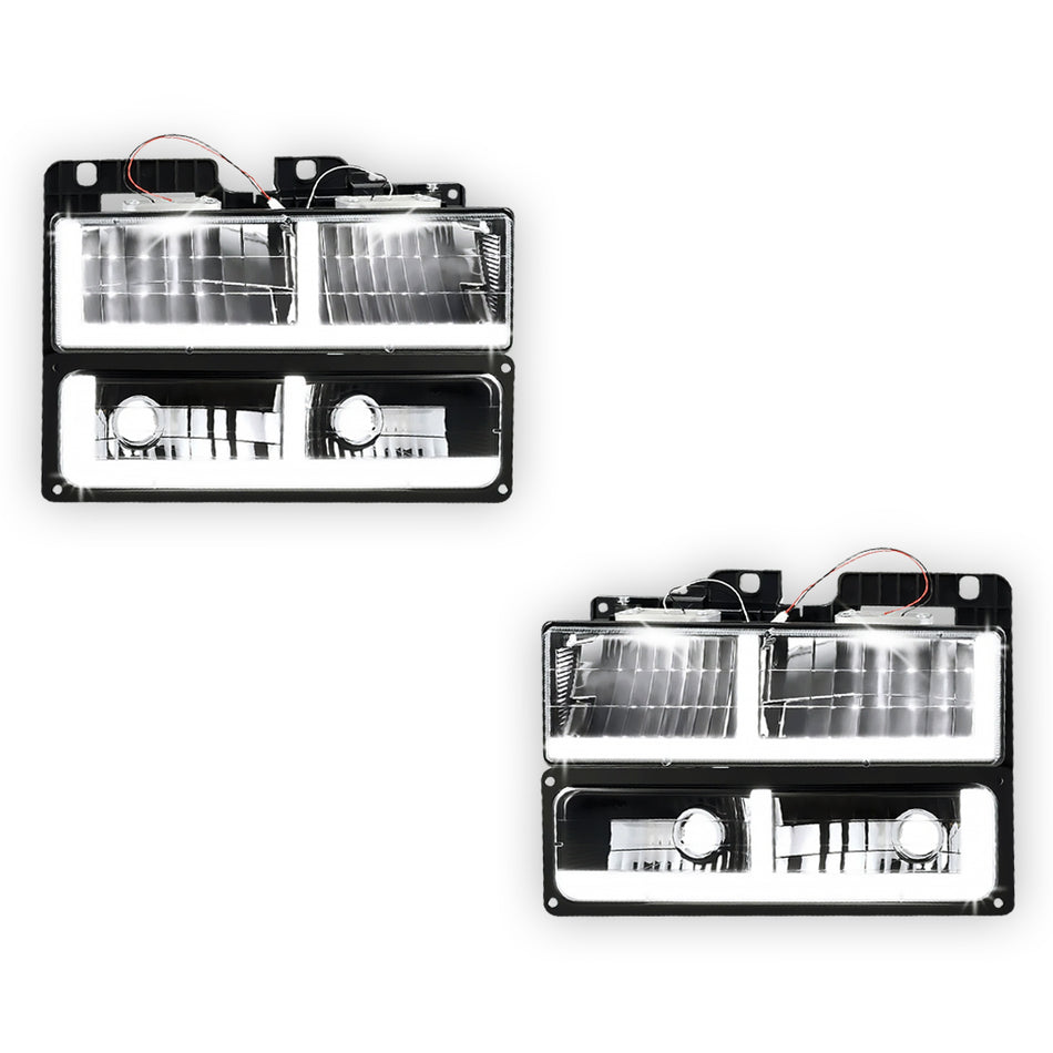 GMC K1500 SLE / SLT (1988 - 1999) F-LED DRL Replacement Headlights LH + RH
