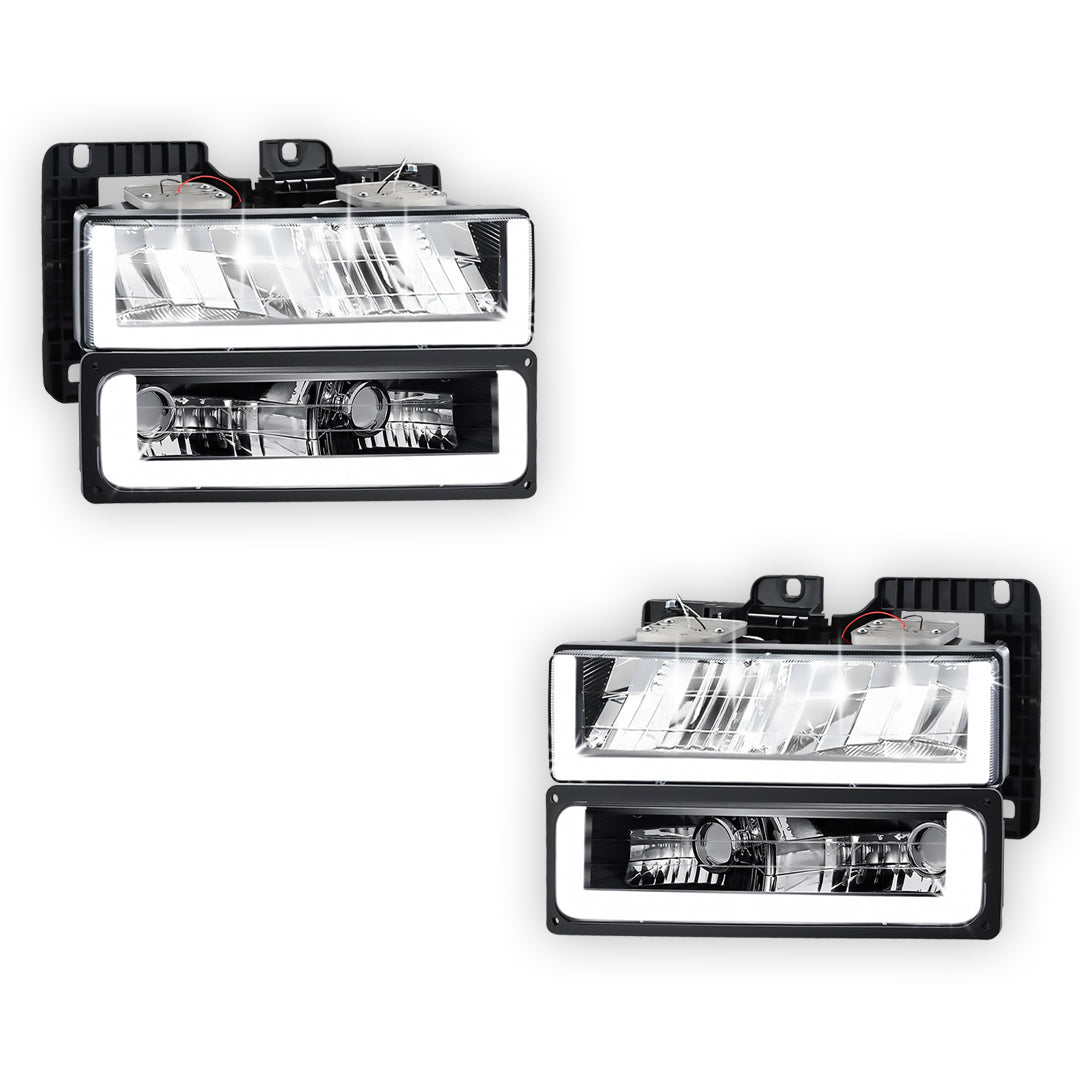 GMC K1500 SLE / SLT (1988 - 1999) U-LED DRL Replacement Headlights LH + RH