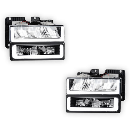 GMC K1500 SLE / SLT (1988 - 1999) U-LED DRL Replacement Headlights LH + RH