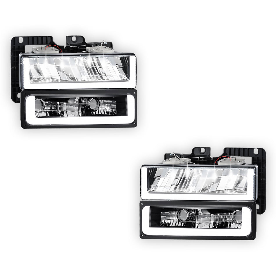 GMC K1500 SLE / SLT (1988 - 1999) U-LED DRL Replacement Headlights LH + RH