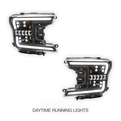 Ford F-150 (2018 - 2020) Full LED DRL Sequential Projector Headlights LH + RH