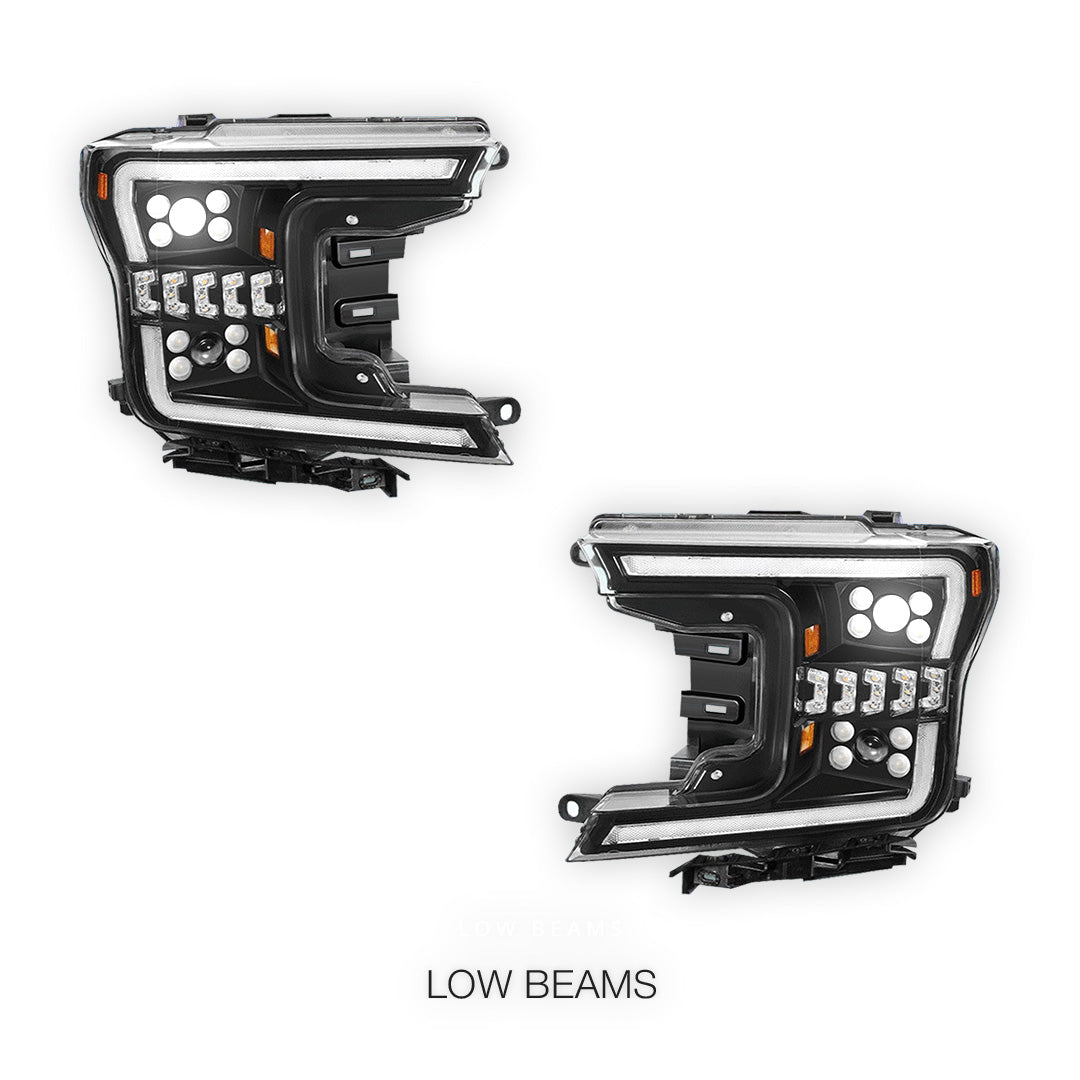 Ford F-150 (2018 - 2020) Full LED DRL Sequential Projector Headlights LH + RH