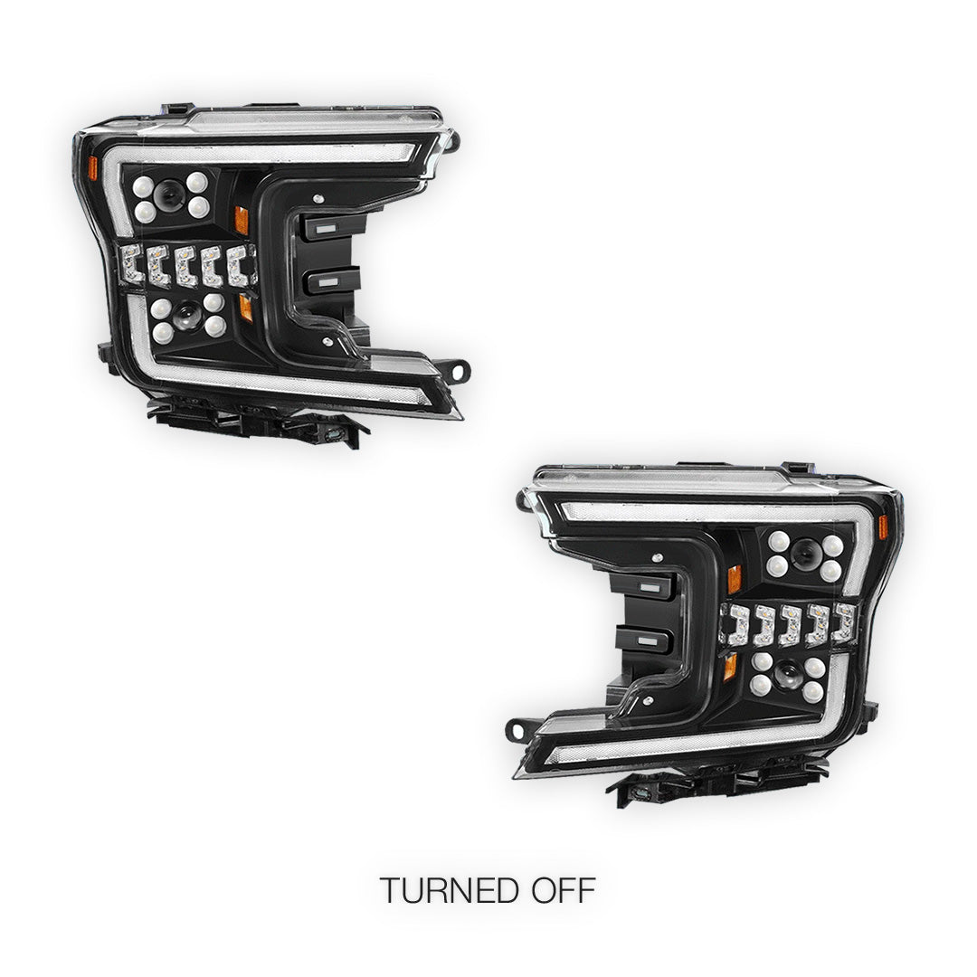 Ford F-150 (2018 - 2020) Full LED DRL Sequential Projector Headlights LH + RH