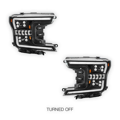 Ford F-150 (2018 - 2020) Full LED DRL Sequential Projector Headlights LH + RH