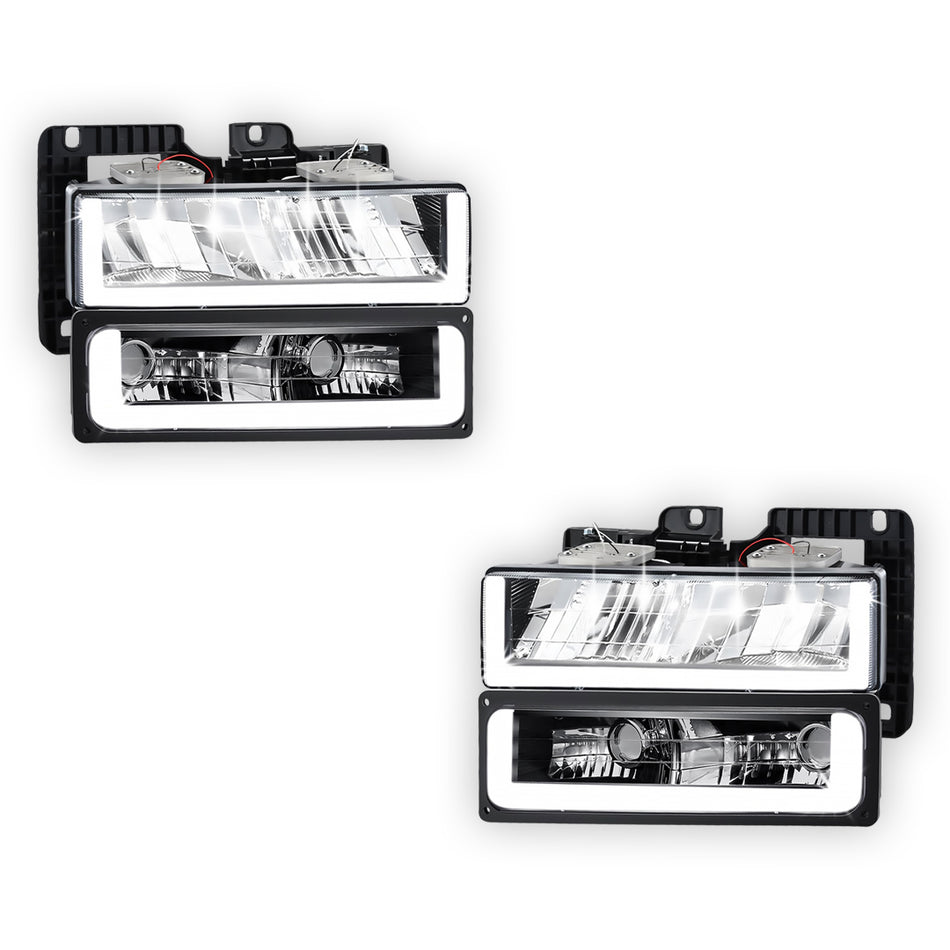 GMC K1500 Suburban SLE / SLT (1992 - 1999) U-LED DRL Replacement Headlights LH + RH