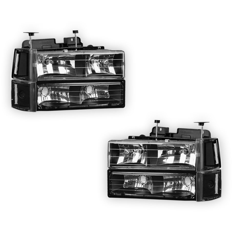 GMC K1500 Suburban SLE / SLT (1994 - 1999) Replacement Headlights and Bumper Lights LH + RH