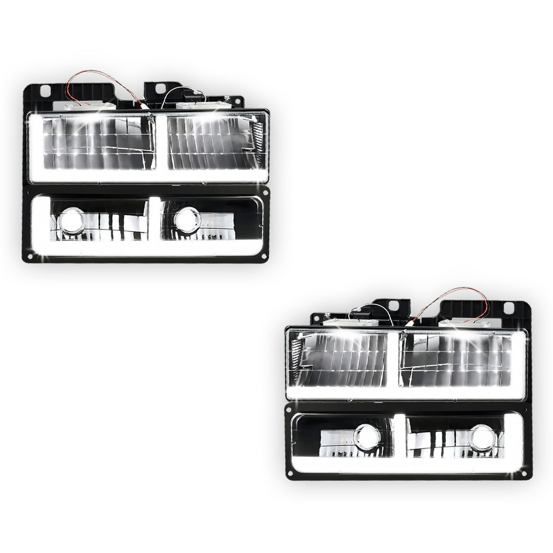 GMC K2500 SLE / SLT (1988 - 2000) F-LED DRL Replacement Headlights LH + RH