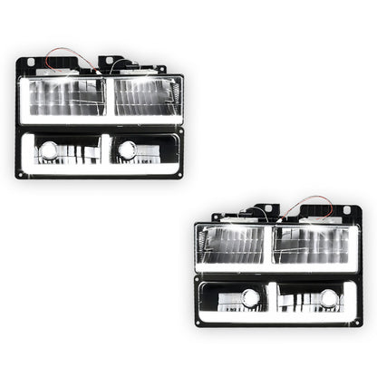 GMC K2500 SLE / SLT (1988 - 2000) F-LED DRL Replacement Headlights LH + RH