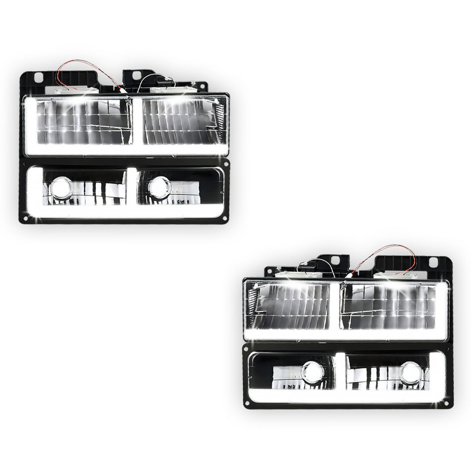 GMC K2500 SLE / SLT (1988 - 2000) F-LED DRL Replacement Headlights LH + RH