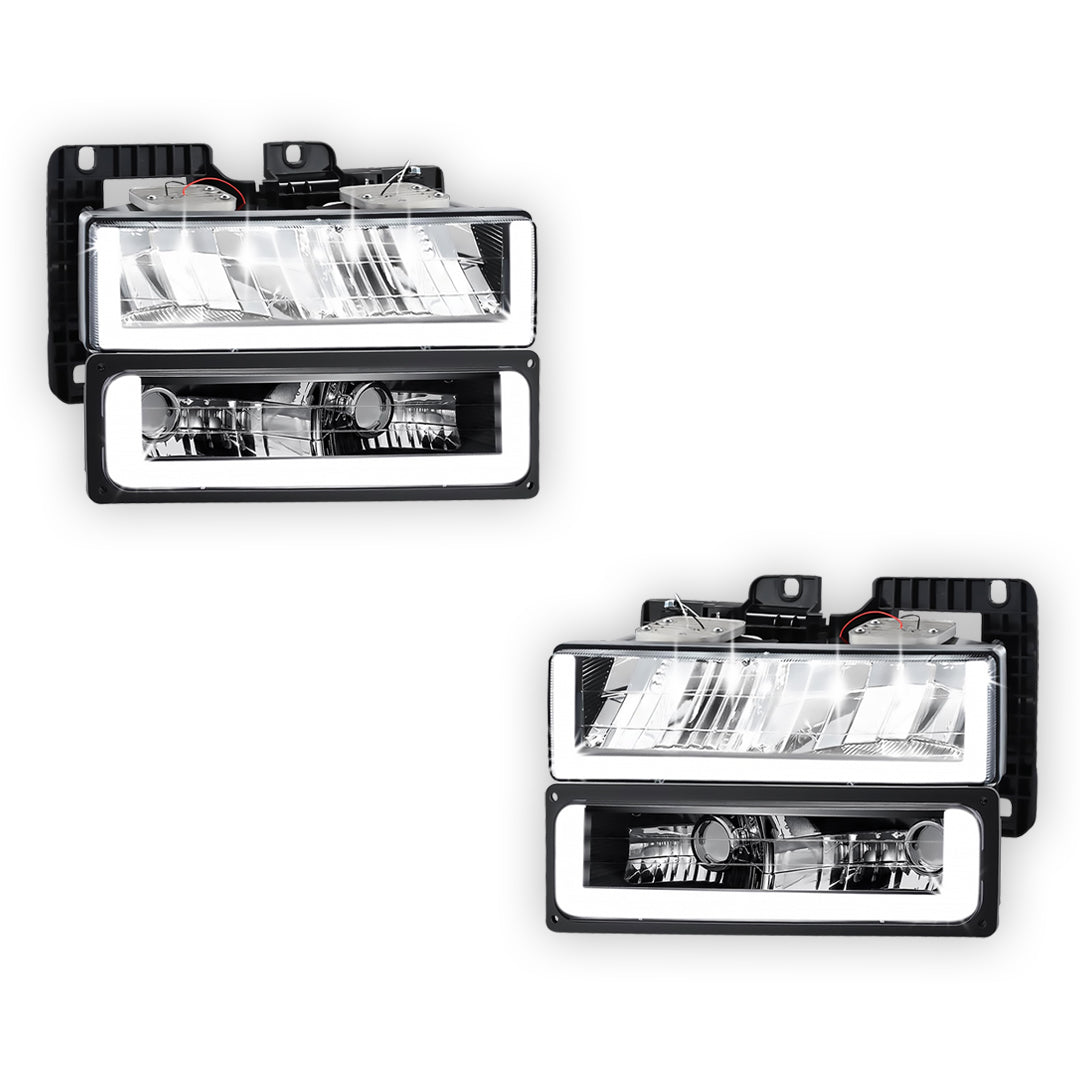 GMC K2500 SLE / SLT (1988 - 2000) U-LED DRL Replacement Headlights LH + RH