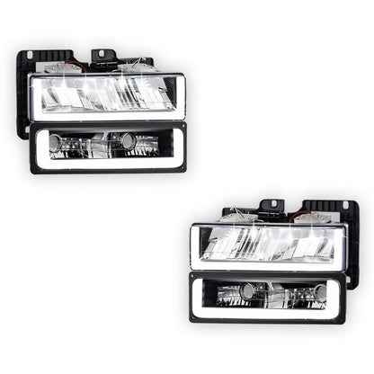GMC K2500 SLE / SLT (1988 - 2000) U-LED DRL Replacement Headlights LH + RH